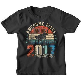 6Th Bday Dinosaur Boy Awesome January 2017 Limited Edition Youth T-shirt - Thegiftio UK