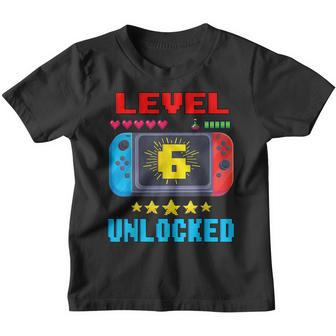6Th Birthday Boy Level 6 Unlocked Video Gamer Birthday Youth T-shirt - Seseable