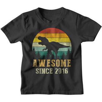 7 Year Old Dinosaur 7Th Birthday Gift Boy Awesome Since 2016 Youth T-shirt - Thegiftio UK