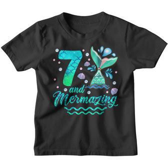 7 Year Old Gifts Birthday Girl Kids 7Th Birthday Mermaid Youth T-shirt - Thegiftio UK