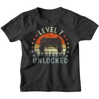 7 Year Old Gifts Level 7 Unlocked 7Th Birthday Boy Gaming Youth T-shirt - Thegiftio UK