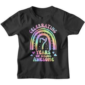 7 Years Of Being Awesome Bday 7Th Birthday Girl Tie Dye Youth T-shirt - Thegiftio UK