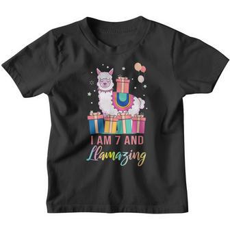 7 Years Old 7Th Birthday Llama Birthday Girl Gift V11 Youth T-shirt - Thegiftio UK