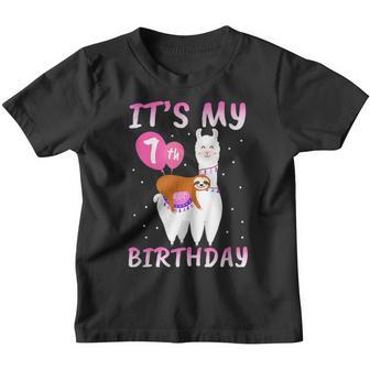 7 Years Old 7Th Birthday Llama Birthday Girl Gift V13 Youth T-shirt - Thegiftio UK