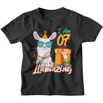 7 Years Old 7Th Birthday Llama Birthday Girl Gift V6 Youth T-shirt - Thegiftio UK