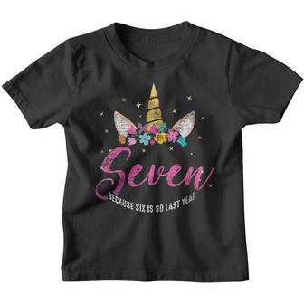 7 Years Old Birthday Girl Gifts Unicorn 7Th Birthday Youth T-shirt | Mazezy