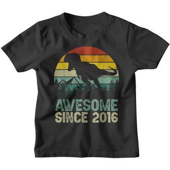 7 Years Old Boy Dinosaur T-Rex Awesome Since 2016 Birthday Youth T-shirt - Thegiftio UK