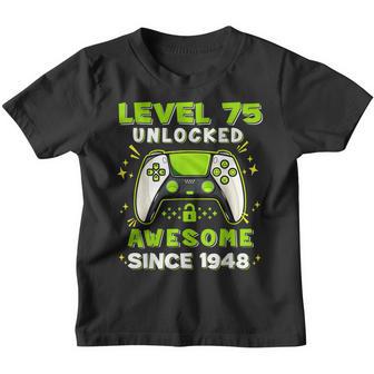 75Th Birthday Gift Boys Level 75 Unlocked 75 Years Old Gamer Youth T-shirt - Thegiftio UK