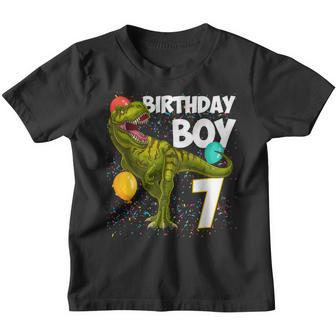 7Th Birthday Boy 7 Years Old Dinosaur Saurus T Rex Lover Kid Youth T-shirt - Thegiftio UK