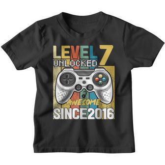 7Th Birthday Boy Level 7 Unlocked Awesome 2016 Video Gamer Youth T-shirt - Thegiftio UK