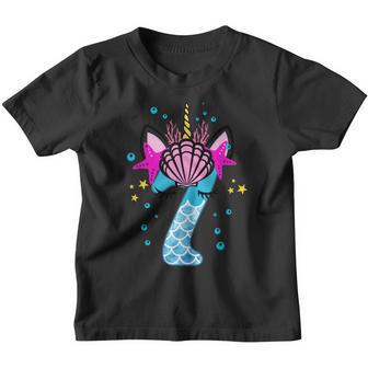 7Th Birthday Girl Unicorn Mermaid 7 Years Old Youth T-shirt - Thegiftio UK