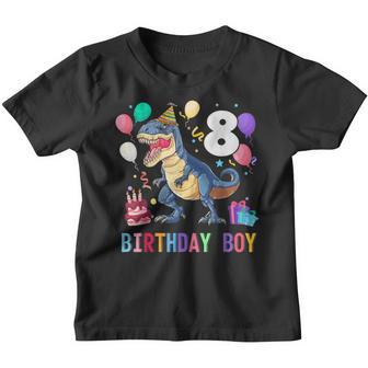 8 Year Old Dinosaur Birthday 8Th T Rex Dinosaur Youth T-shirt - Thegiftio UK