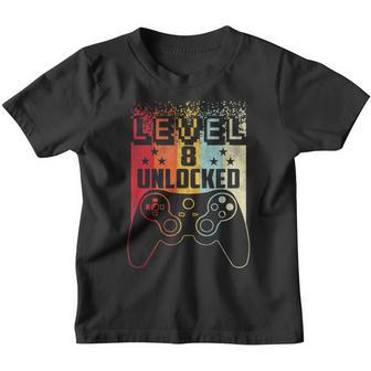 8 Year Old Gifts Level 8 Unlocked 8Th Birthday Boy Gaming V3 Youth T-shirt - Thegiftio UK