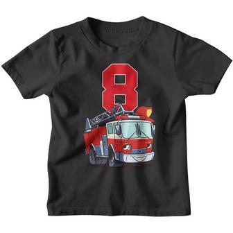 8 Year Old Its My 8Th Birthday Boy Fire Truck Fireman Youth T-shirt - Thegiftio UK