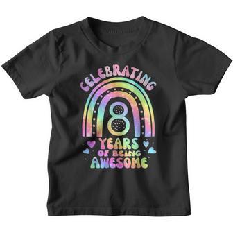 8 Years Of Being Awesome Bday 8Th Birthday Girl Tie Dye V2 Youth T-shirt - Thegiftio UK