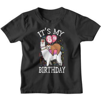8 Years Old 8Th Birthday Llama Birthday Girl Gift V13 Youth T-shirt - Thegiftio UK