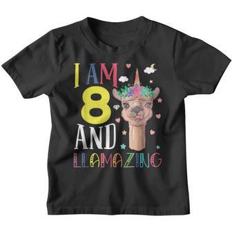 8 Years Old 8Th Birthday Llama Birthday Girl Gift V16 Youth T-shirt - Thegiftio UK
