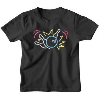 80S Retro Neon Sign Strike Bowling Vintage Bowling Youth T-shirt - Thegiftio UK