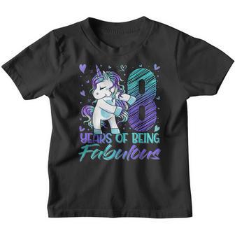 8Th Birthday 8 Year Old Girl Flossing Unicorn Party V4 Youth T-shirt - Thegiftio UK