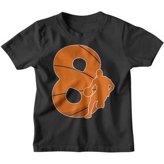 8Th Birthday Basketball Big Number 8 Year Old Boy Girl Youth T-shirt - Thegiftio UK