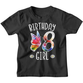 8Th Birthday Girl Butterflies 8 Years Old Girls Butterfly Youth T-shirt - Thegiftio UK