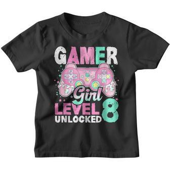 8Th Birthday Girl Gamer Gaming Level 8 Unlocked Video Game Youth T-shirt - Thegiftio UK