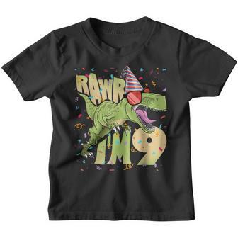 9 Year Old Gifts 9Th Birthday Boy Rawr Im 9 T Rex Dinosaur Youth T-shirt - Thegiftio UK