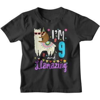 9 Years Old 9Th Birthday Llama Birthday Girl Gift V15 Youth T-shirt - Thegiftio UK