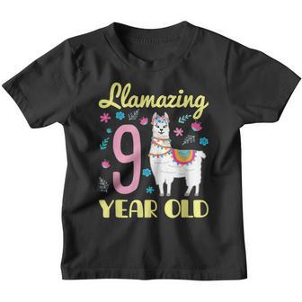9 Years Old 9Th Birthday Llama Birthday Girl Gift V9 Youth T-shirt - Thegiftio UK