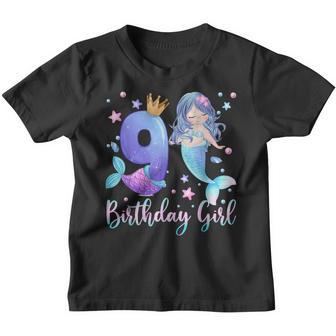 9 Years Old Birthday Mermaid 9Th Birthday Gifts Girls Ns Youth T-shirt - Thegiftio UK