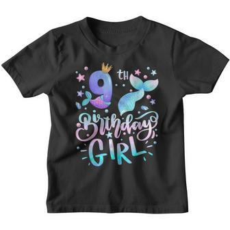 9 Years Old Gifts Birthday Girls 9Th Birthday Mermaid Girls Youth T-shirt - Thegiftio UK