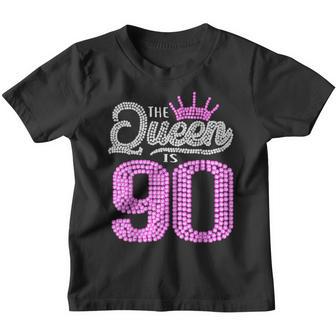 90 Yr Old Gifts This Queen Is 90Th Birthday Girl Pink Crown Youth T-shirt - Thegiftio UK