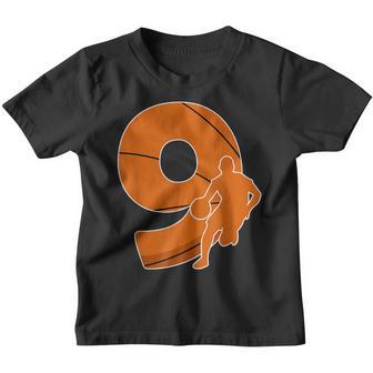 9Th Birthday Basketball Big Number 9 Year Old Boy Girl Youth T-shirt - Thegiftio UK