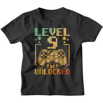 9Th Birthday Boy Level 9 Unlocked 9 Year Old Video Games Youth T-shirt - Seseable
