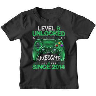 9Th Birthday Boy Level 9 Unlocked Awesome 2014 Video Gamer Youth T-shirt - Thegiftio UK