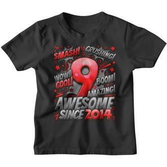 9Th Birthday Comic Style Awesome Since 2014 9 Year Old Boy Youth T-shirt | Mazezy