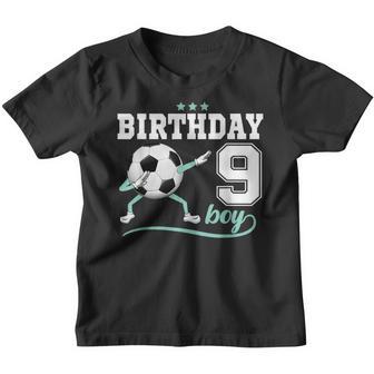 9Th Birthday Dabbing Soccer 9 Years Old Boy Girl Youth T-shirt - Thegiftio UK