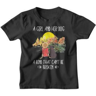 A Girl And Her Dog A Bond That Cant Be Broken Cute Youth T-shirt - Thegiftio UK