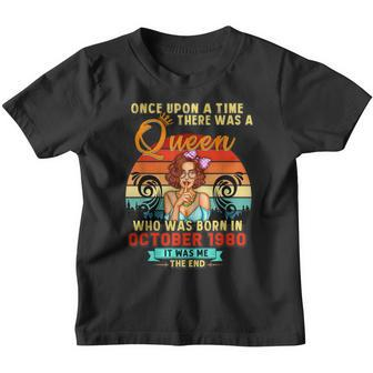 A Queen Was Born In October Girl 1980 Happy Birthday Youth T-shirt | Mazezy