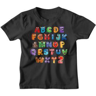 Abc Cute Monster Alphabet Funny Halloween Teacher Youth T-shirt - Thegiftio UK