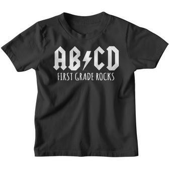 Abcd First Grade Rocks Teacher Back To School Youth T-shirt - Thegiftio UK