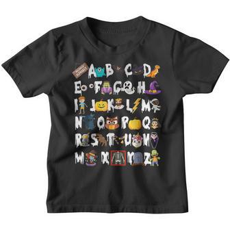 Abcs Learning Kindergarten Teacher Funny Halloween Alphabet V3 Youth T-shirt - Thegiftio UK