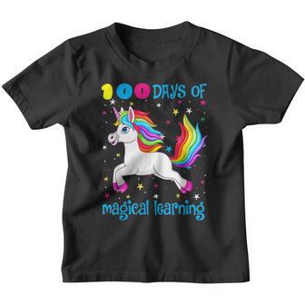 Adorable 100 Days Of Magical Learning School Unicorn Girls Youth T-shirt - Thegiftio UK