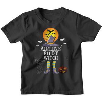 Airline Pilot Witch Halloween Youth T-shirt - Thegiftio UK