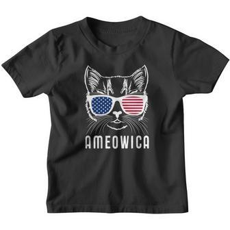 Ameowica America Pun USA American Flag Cool Cat Youth T-shirt - Thegiftio UK