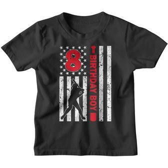 American Flag 8Th Birthday Baseball Boy 8 Year Old For Boy Youth T-shirt - Thegiftio UK