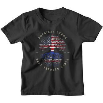 American Grown Cabo Verdean Roots Cape Verde Flag Youth T-shirt - Thegiftio UK