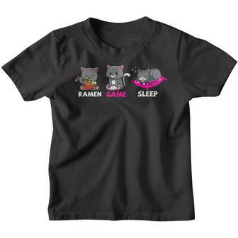 Anime Gamer Gaming Video Games Cat Ramen Noodles Kawaii Youth T-shirt - Thegiftio UK