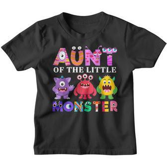 Aunt Of The Little Monster Birthday Party Family Monster Youth T-shirt - Thegiftio UK