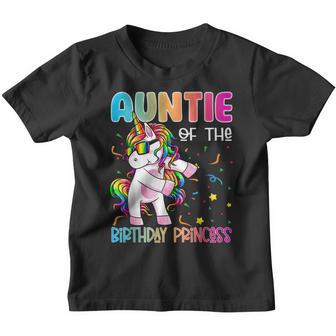 Auntie Of The Birthday Princess Gift Flossing Unicorn Girl Youth T-shirt - Thegiftio UK
